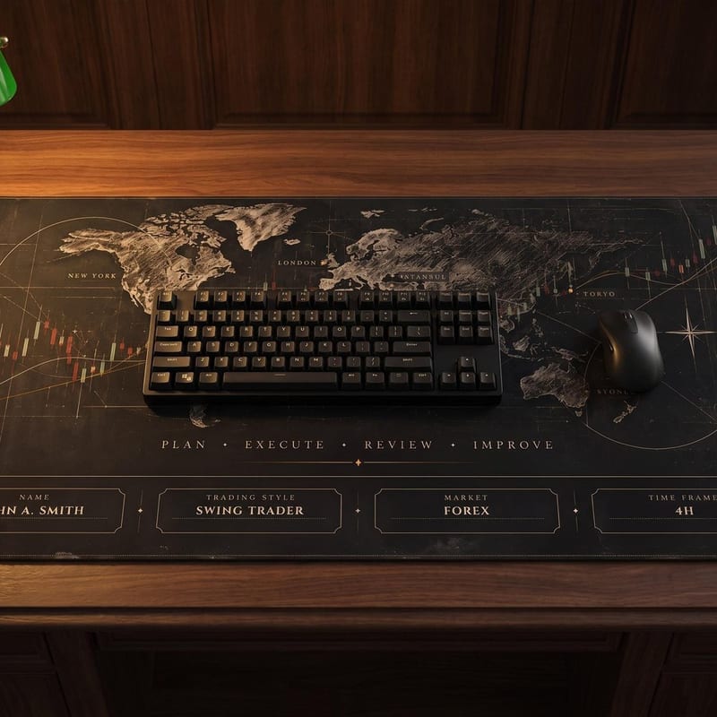 World map desk mat with a personal name